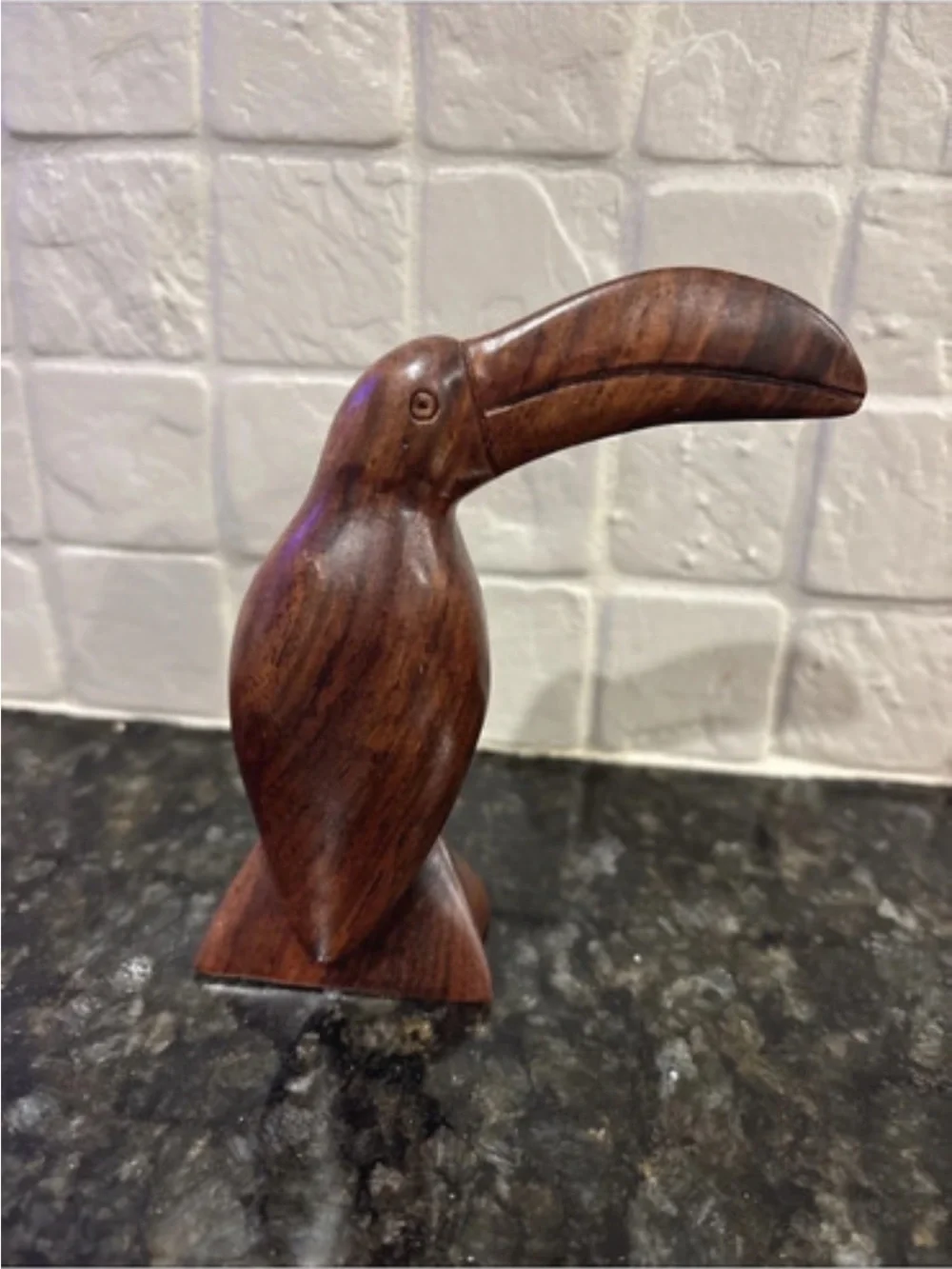 Hand-carved Wooden Toucan Bird Figurine